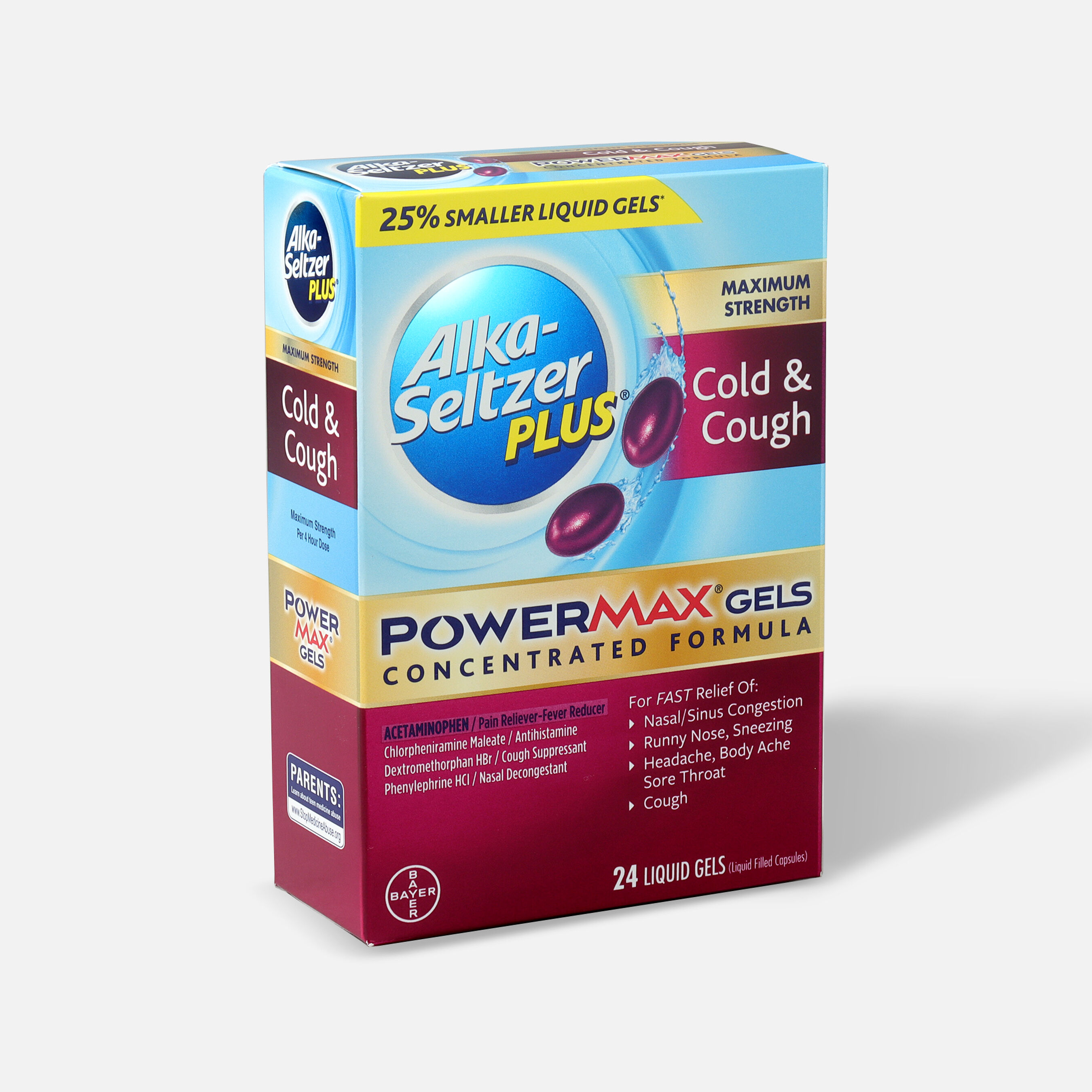 AlkaSeltzer Plus PowerMax Gels, Cold & Cough, 24ct