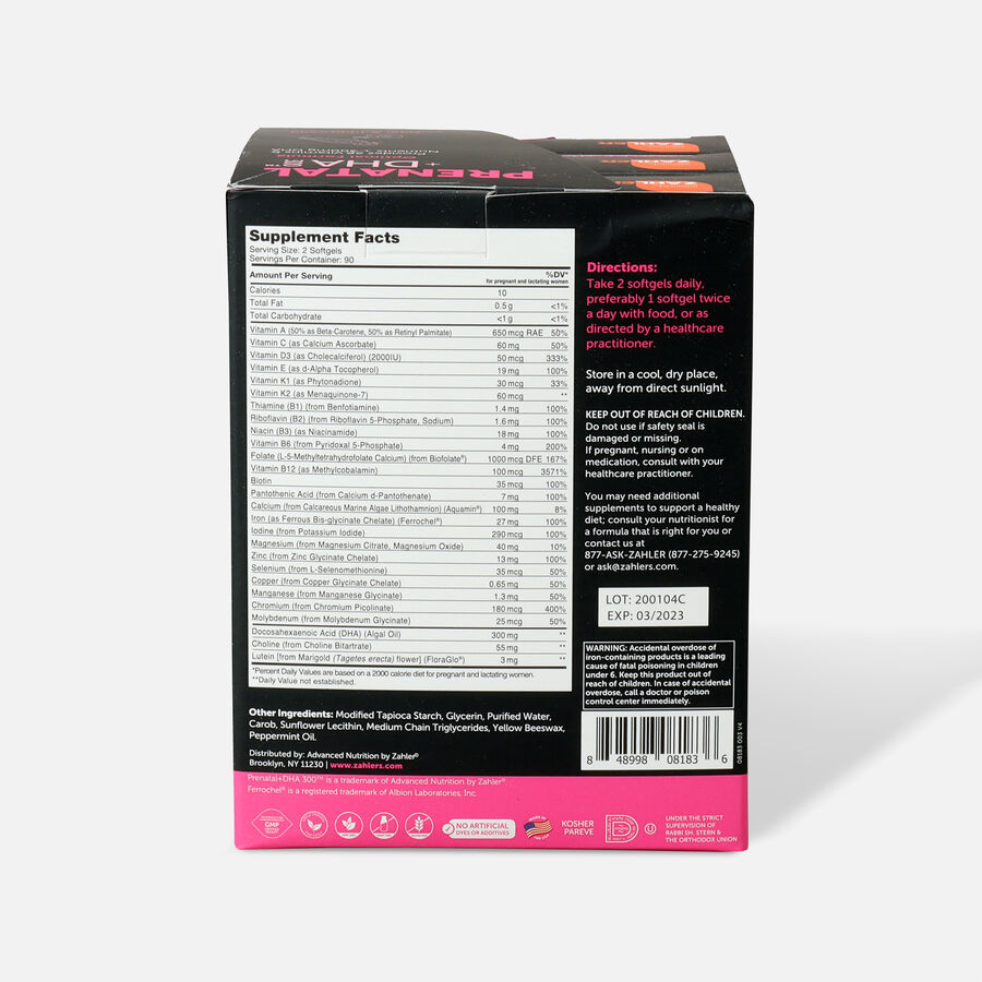 Zahler Prenatal +DHA 300mg Vitamins, 60 Softgels