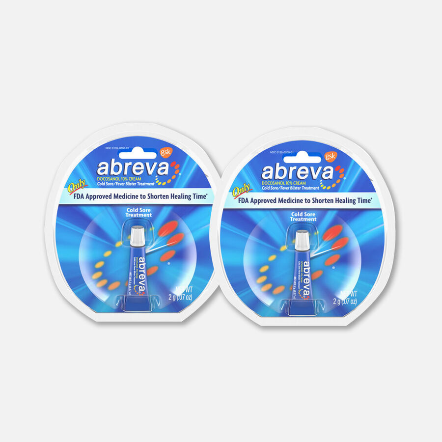 Abreva, Docosanol 10% Cream Tube, Treatment for Cold Sore/Fever Blister, 2g (2-Pack), , large image number 0