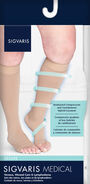 SIGVARIS Natural Rubber Unisex Socks, Open Toe, Small Short, Beige, , large image number 3