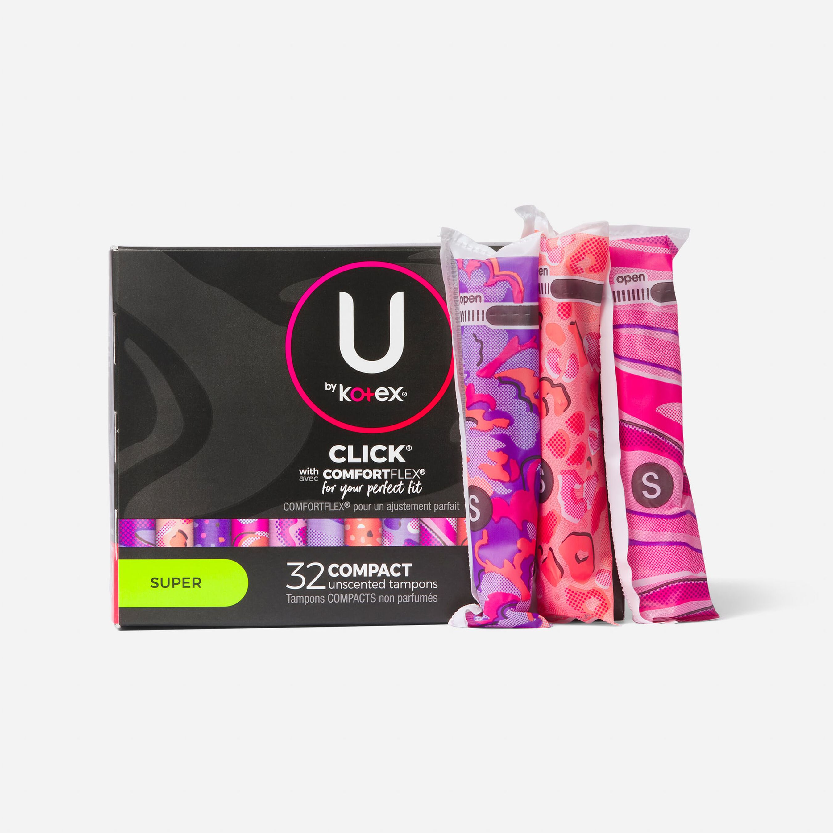 HSA Eligible U by Kotex Click Compact Tampons, Super Absorbency, 32 ct