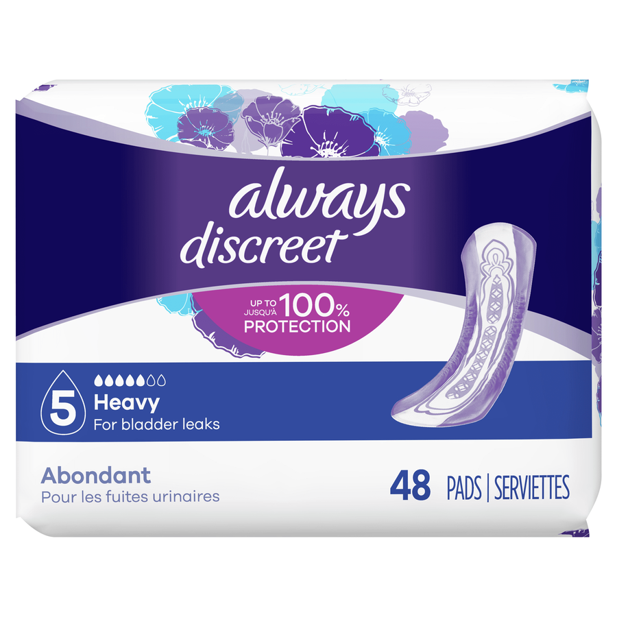 Always Discreet Heavy Incontinence Pads, 48 Count