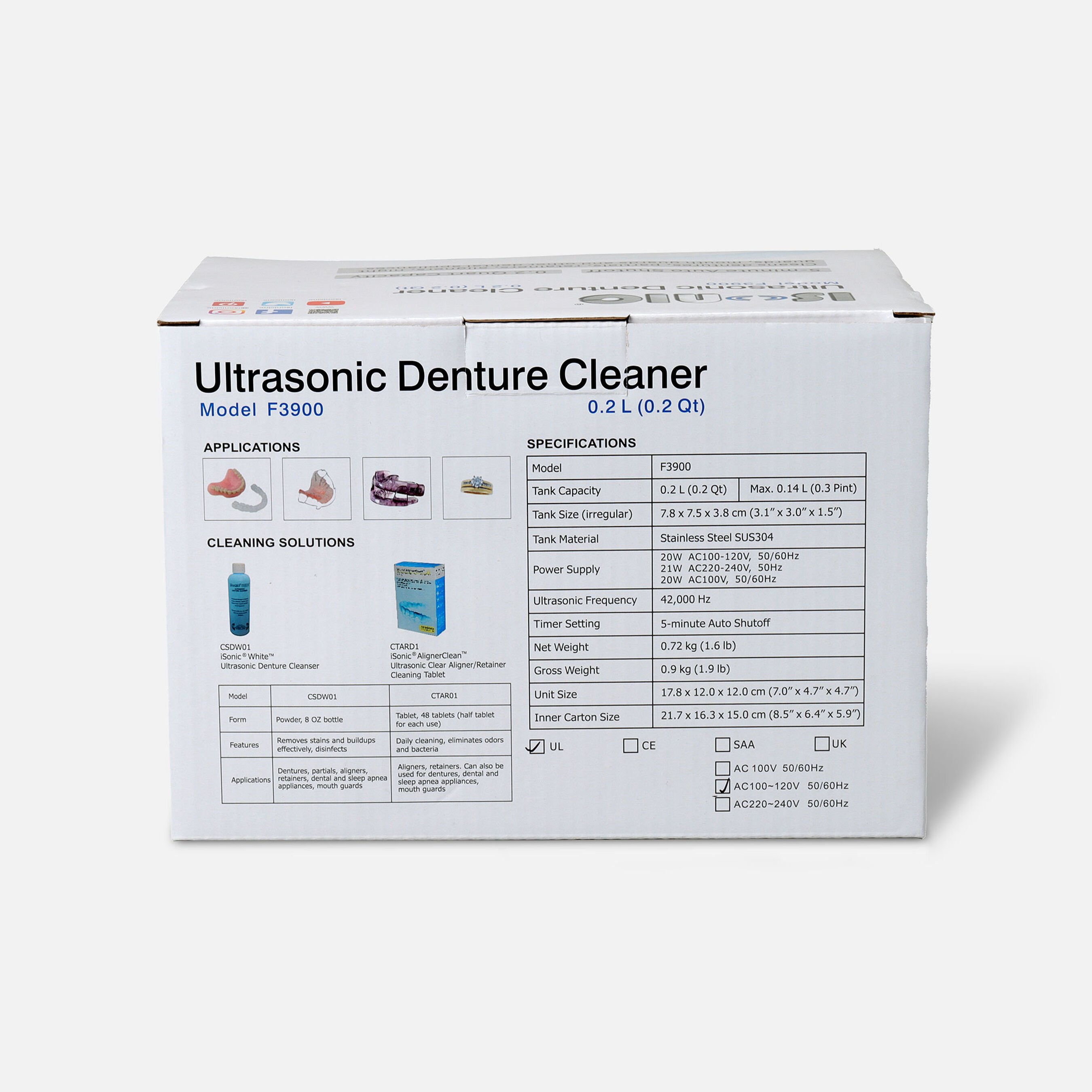 HSA Eligible iSonic Ultrasonic Denture & Retainer Cleaner F3900 HSA