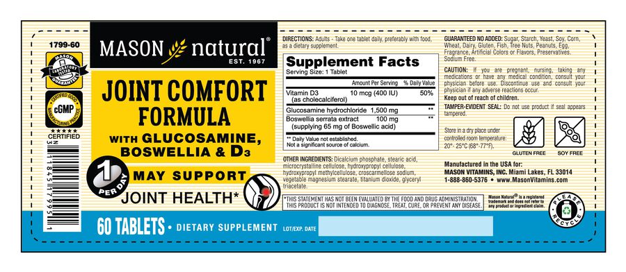 Mason Joint Comfort Formula with Boswellia and D3, 60 ct., , large image number 1