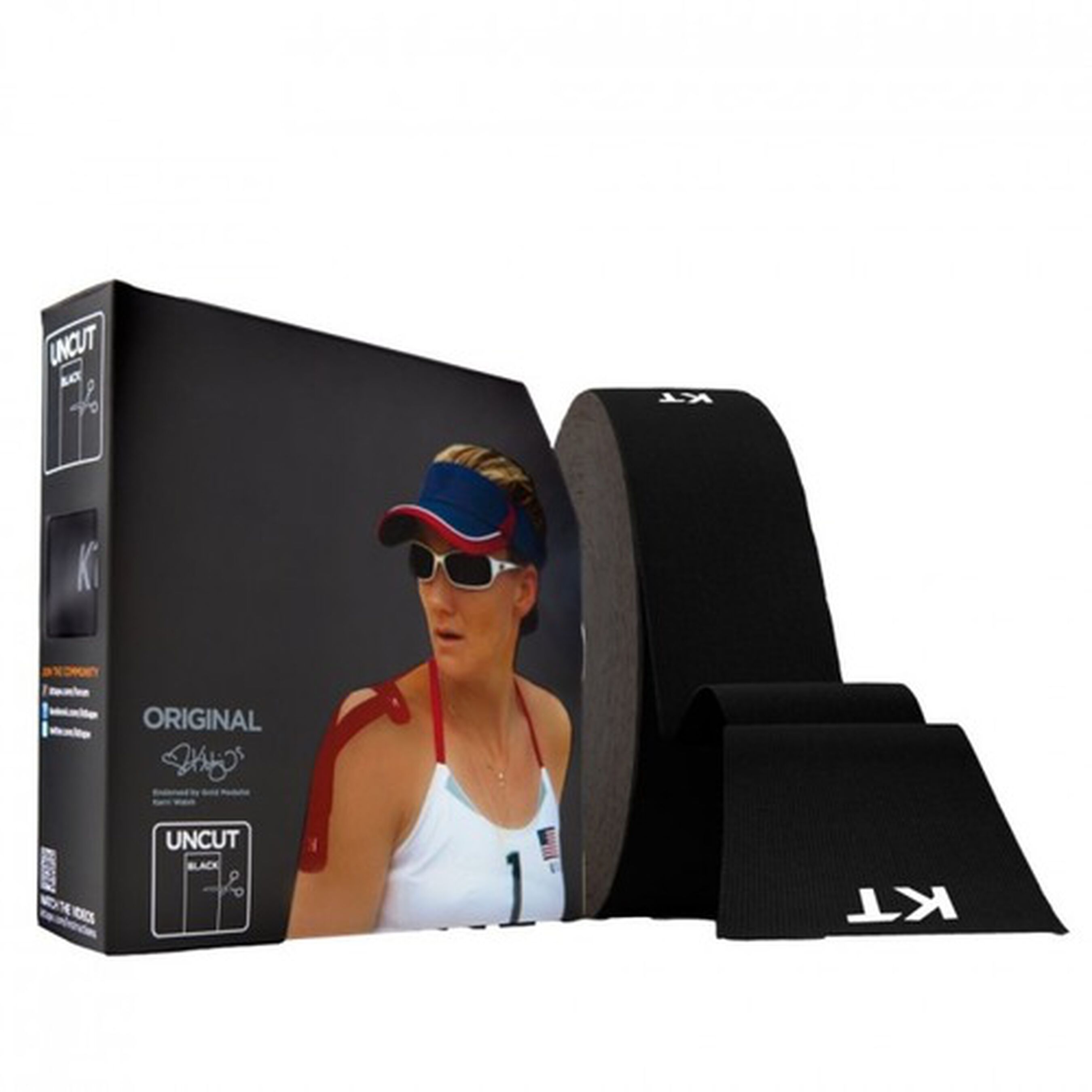 KT Tape Cotton Jumbo Black Roll, Uncut, 125 ft roll