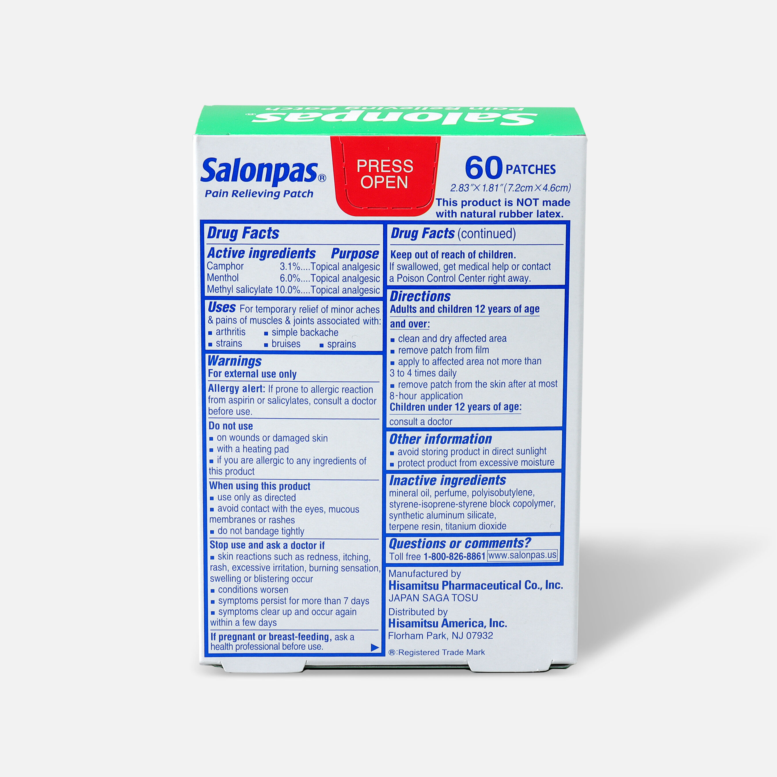 HSA Eligible Salonpas Pain Relieving Patch, 60 ct. HSA Eligible