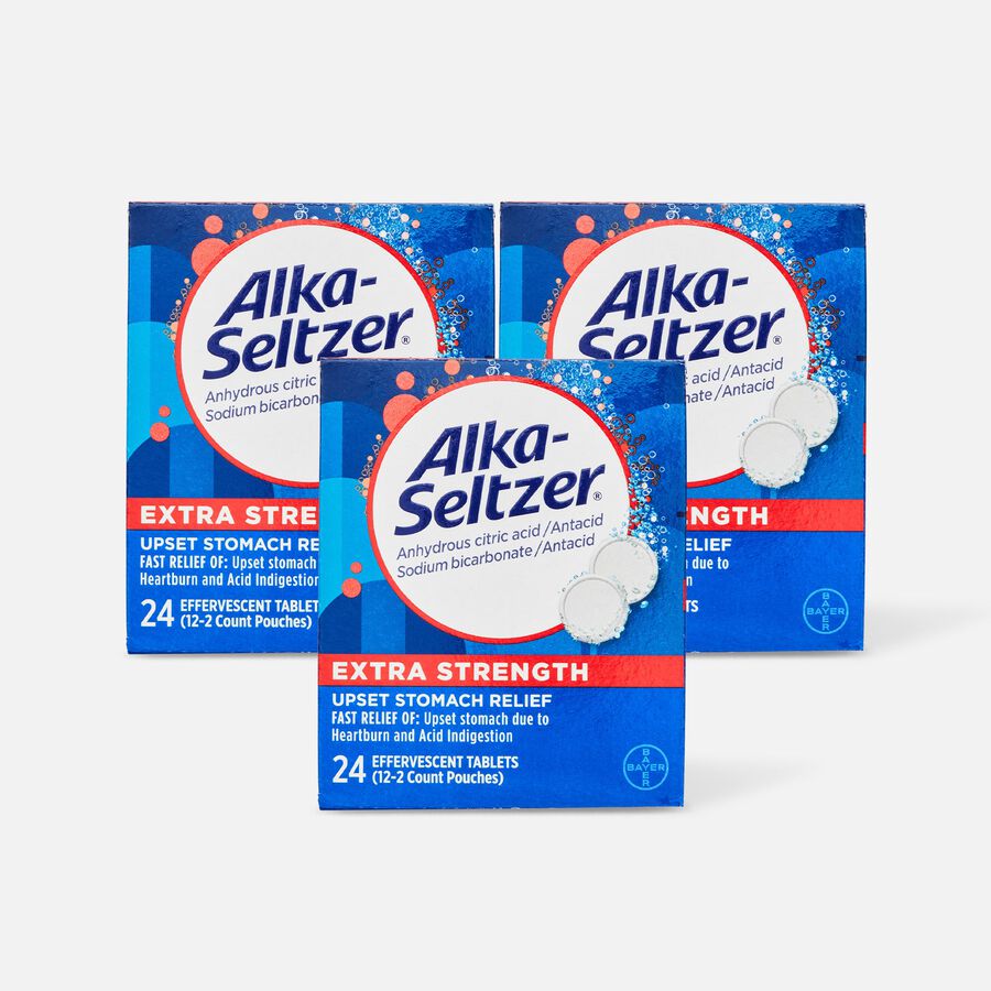 Alka-Seltzer Effervescent Tablets, Extra Strength, 24 ct. (3-Pack), , large image number 0