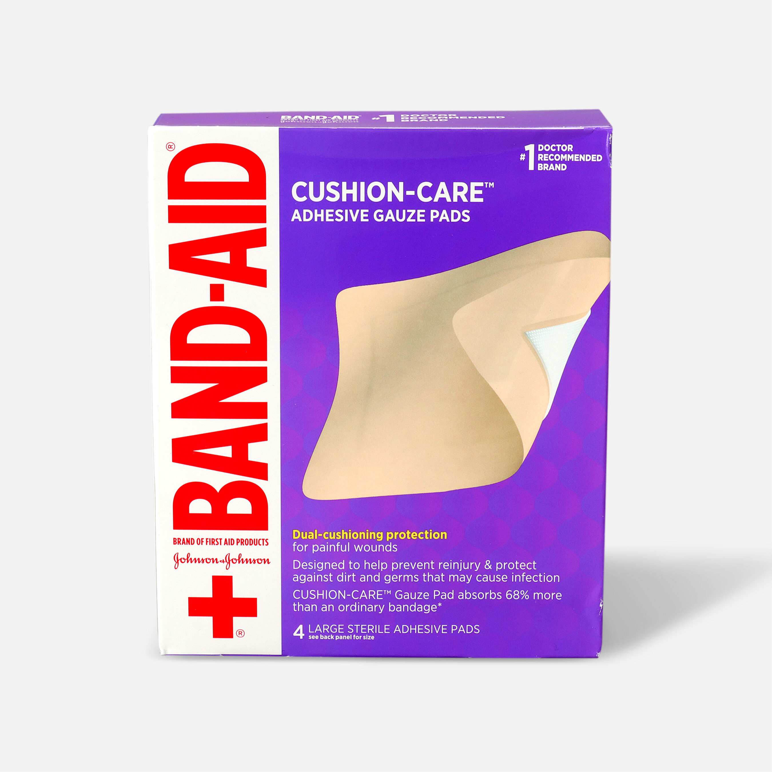 BandAid AllinOne Adhesive Gauze Pad, Large 4ct