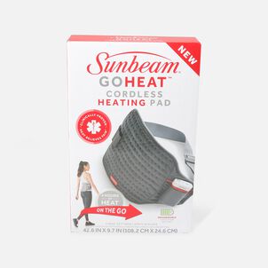 Sunbeam GoHeat Cordless Basic Heating Pad, Gray, 3 Heat Settings