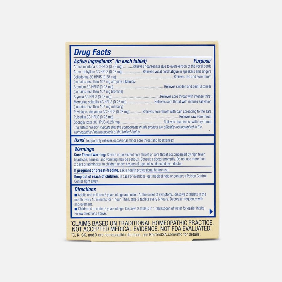 Boiron ThroatCalm Sore Throat Relief Tablets, 60 ct., , large image number 1