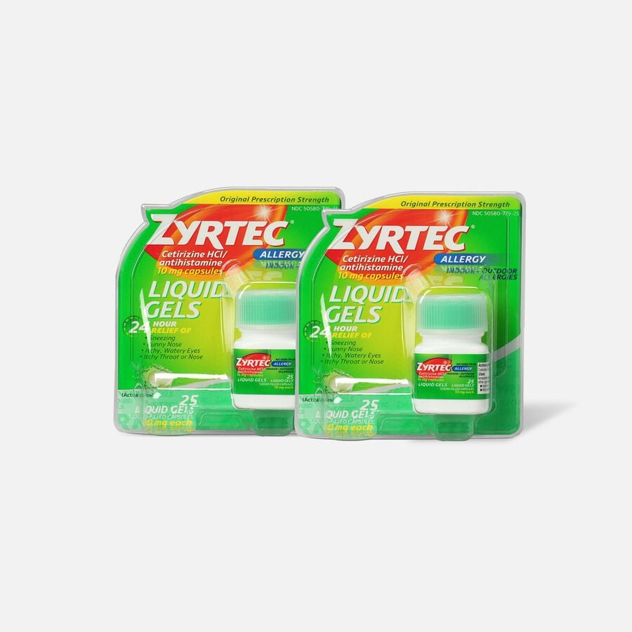 Zyrtec 10 mg Allergy Liquid Gels - 25 ct. (2-Pack), , large image number 0