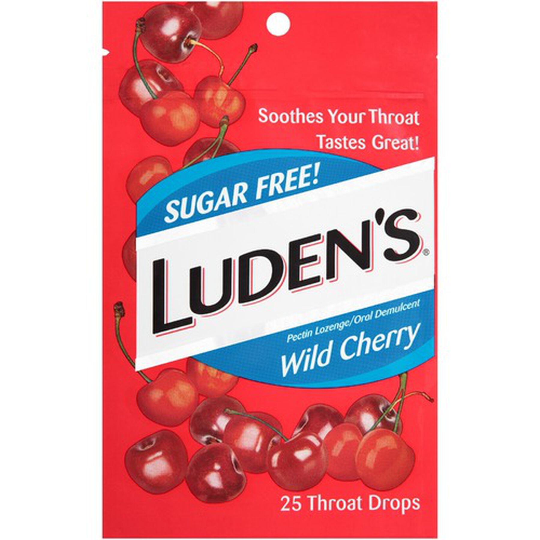 Luden's Wild Cherry Sugar Free Throat Drops, 25 ct.