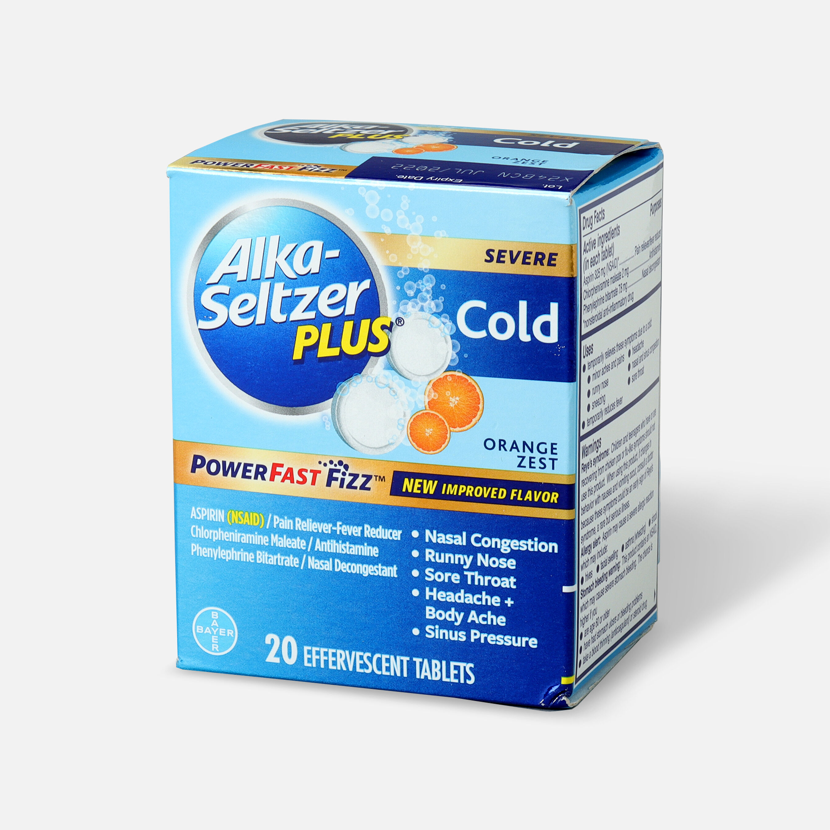 AlkaSeltzer Plus Cold PowerFast Fizz, Effervescent Tablets, Orange