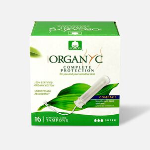 Organyc Super Compact Tampons with Eco-Applicator, 16 ct.