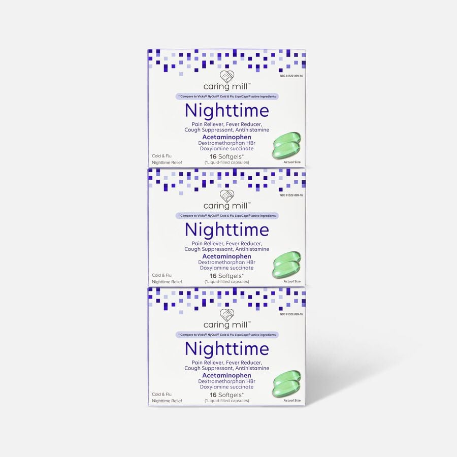 Caring Mill&trade; Nighttime Cold & Flu Relief Soft Gels, 16 ct. (3-Pack), , large image number 0