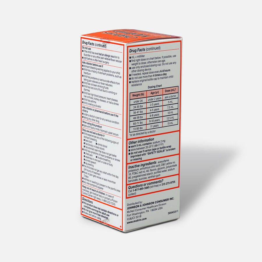 Children's Motrin Ibuprofen Oral Suspension, Fever Reducer/Pain