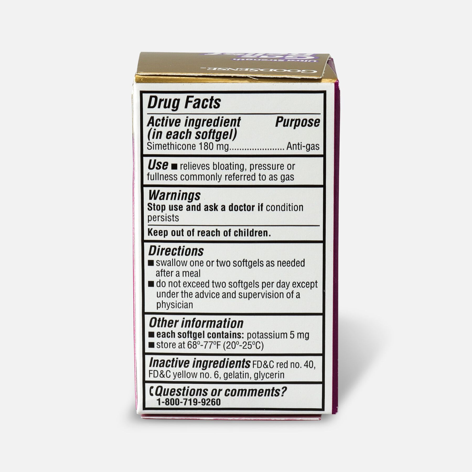 GoodSense® Gas Relief Ultra Strength Simethicone 180 mg Softgels, 60 ct