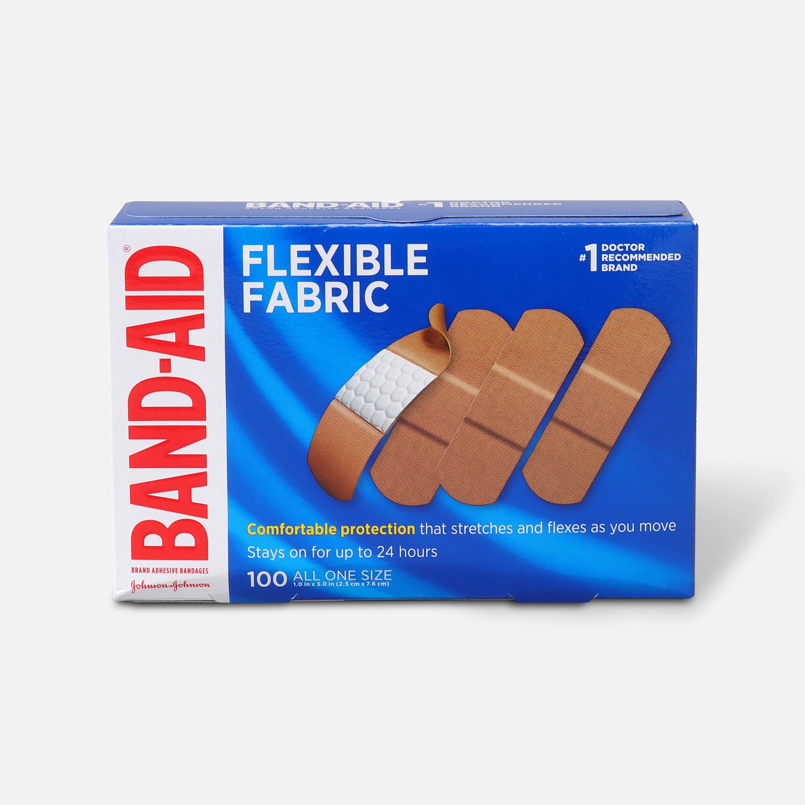HSA Eligible BandAid Flexible Fabric Adhesive Bandages, One Size, 100
