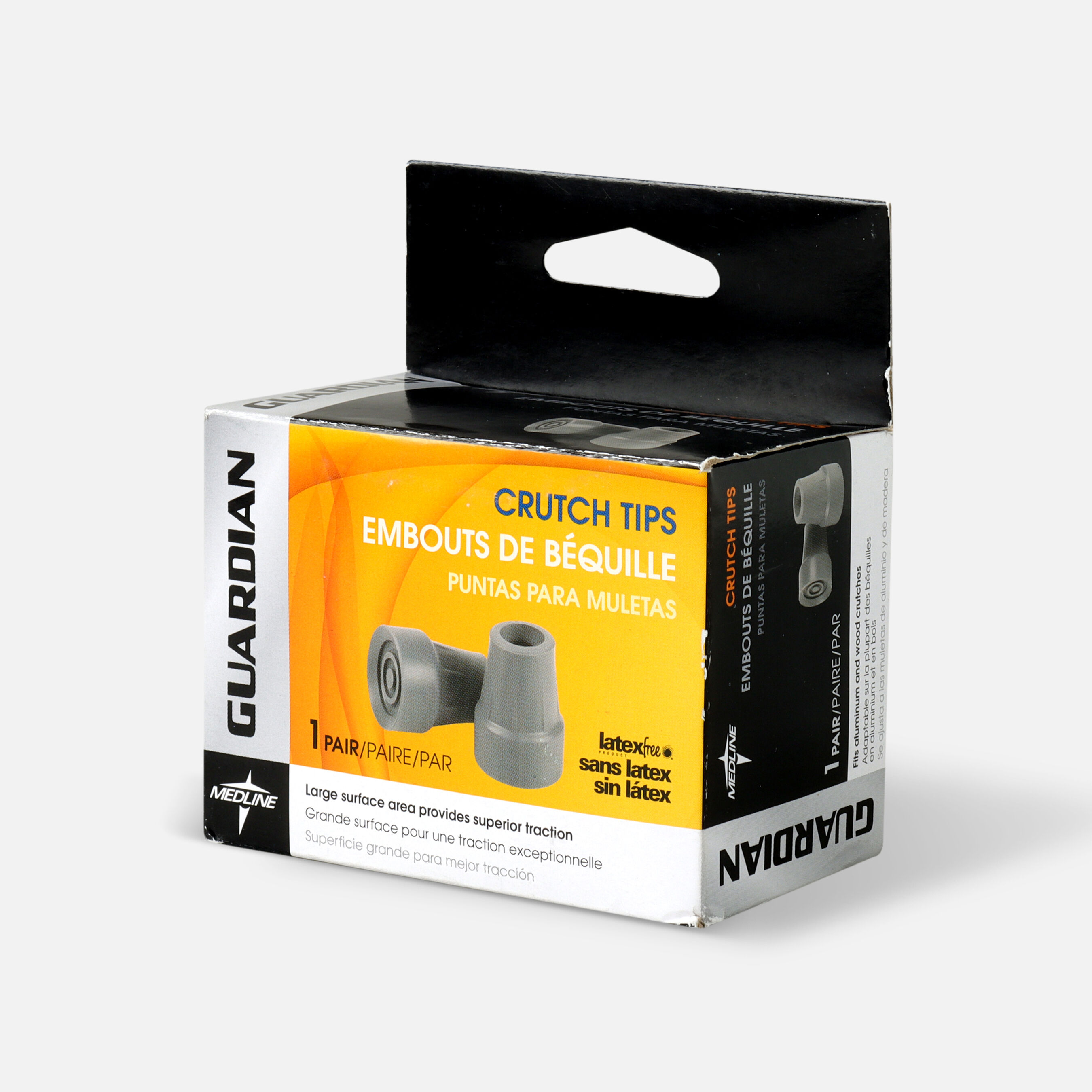 Medline Heavy Duty Crutch Tips, Gray, 1 pair