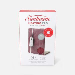 Sunbeam XpressHeat, Premium King Size Heating Pad, Burgundy, Microplush, 6 Heat Settings