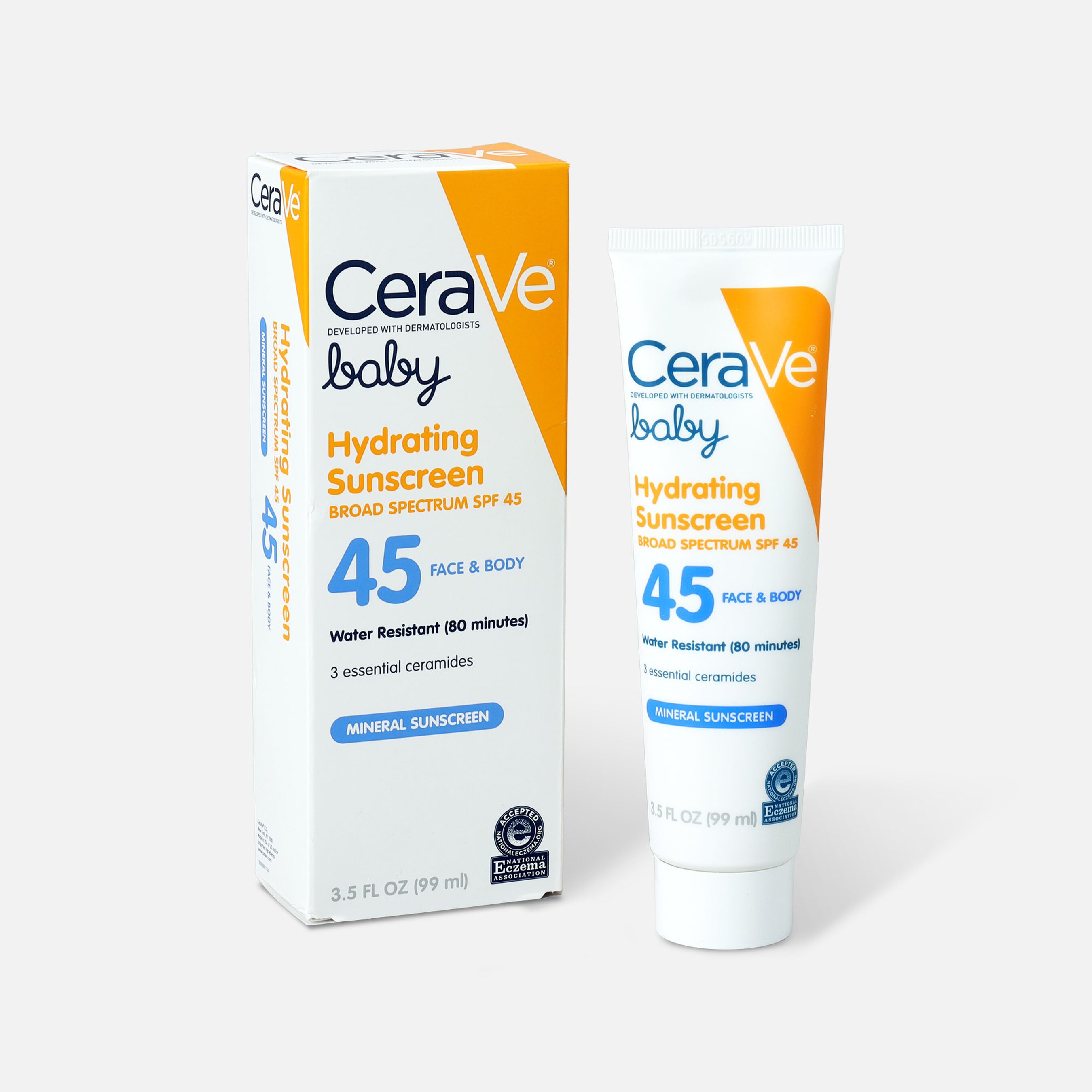 CeraVe Baby Mineral Sunscreen, SPF 45 Lotion, 3.5 fl oz
