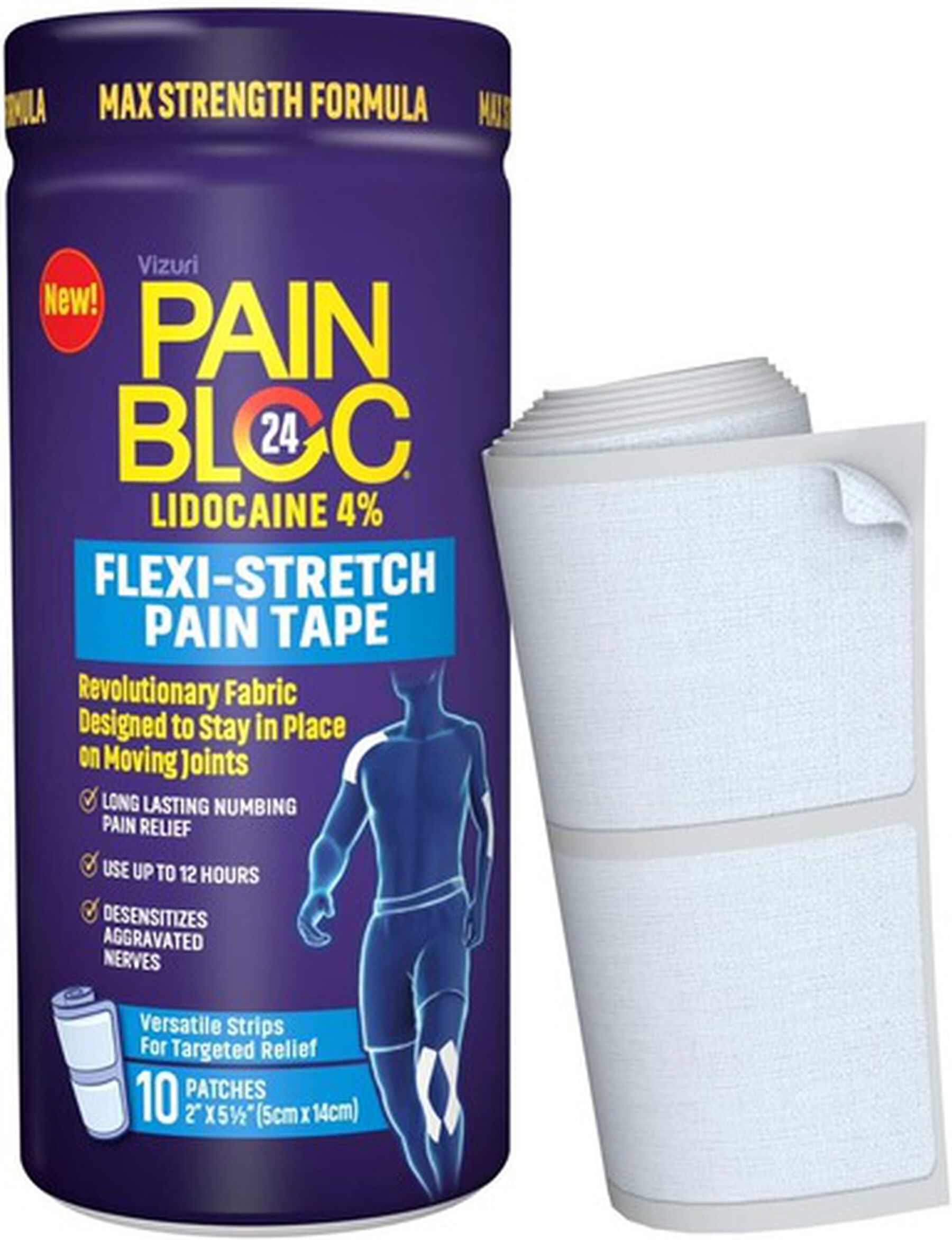PainBloc24 FlexiStretch Pain Tape, 10 ct