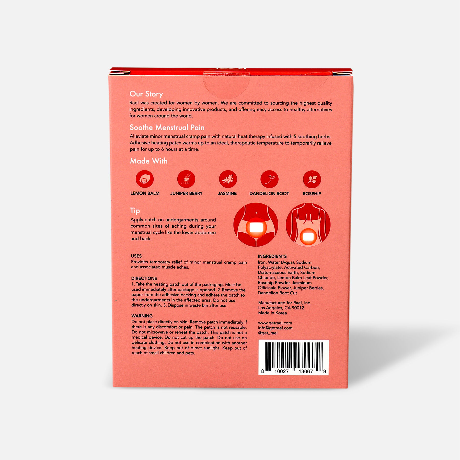 Rael Heating Patch for Menstrual Cramps, 3ct