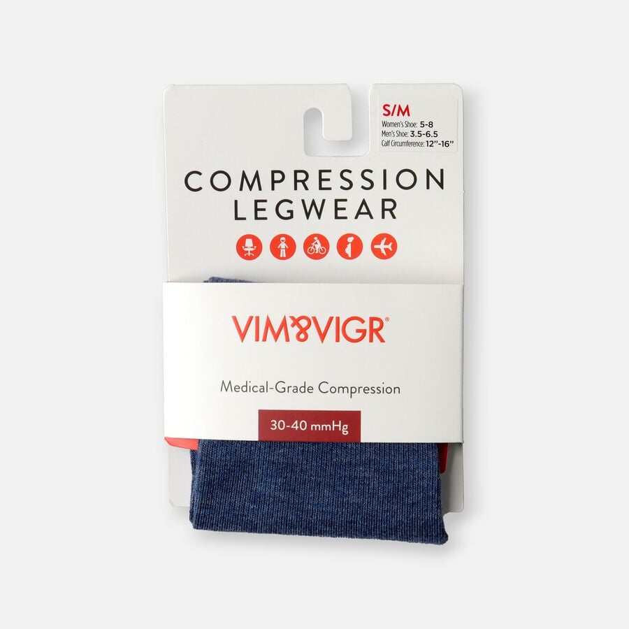 VIM & VIGR Cotton Compression Socks, Heathered Collection Navy, 30-40 mmHg, , large image number 3