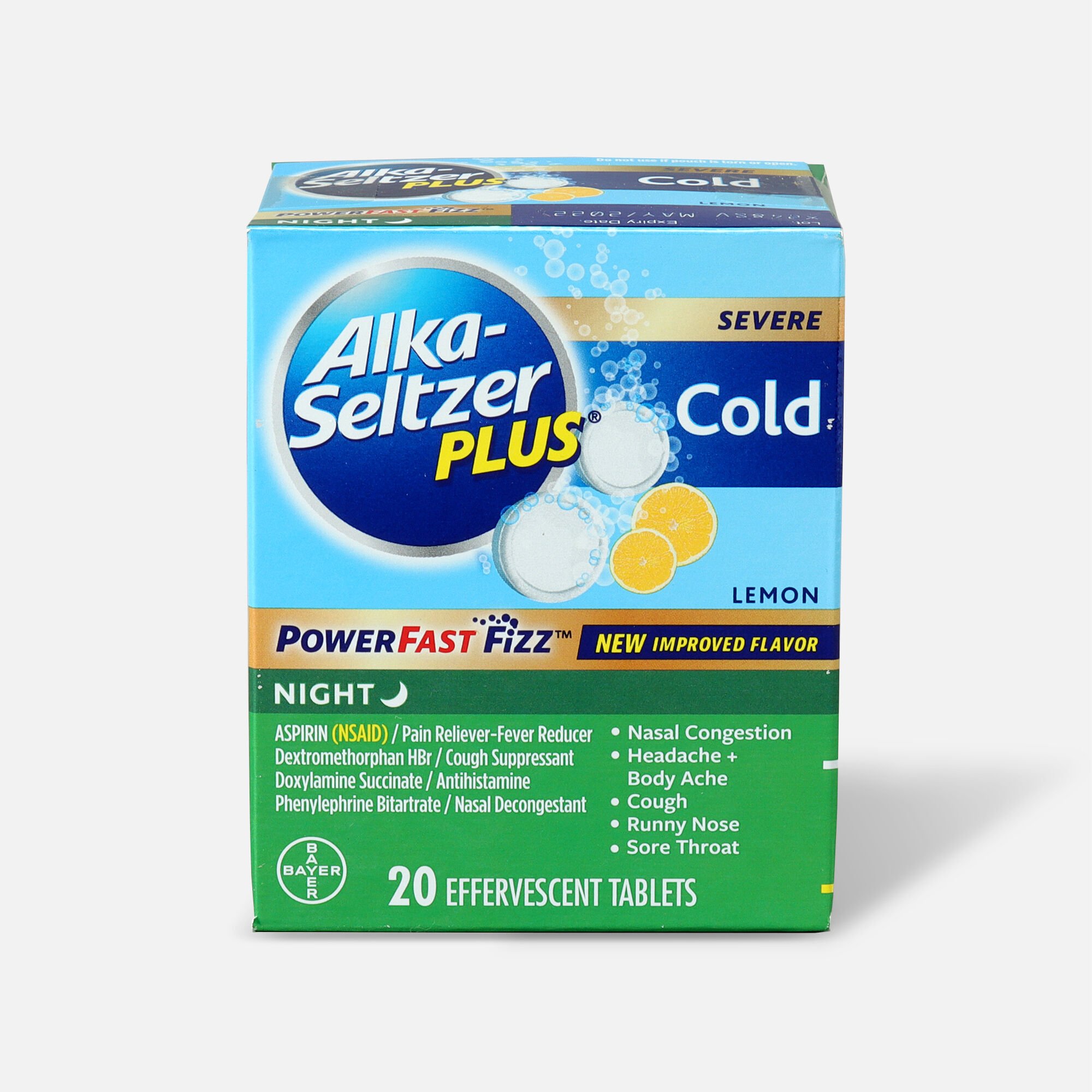 Alka-Seltzer Plus Cold PowerFast Fizz Night-time Effervescent Tablets ...