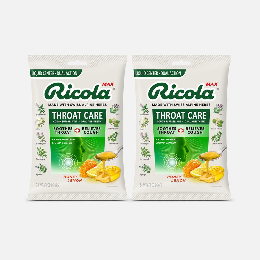 Ricola Max Throat Care Dual Action Cough Drops, Honey Lemon, 34 ct. (2-Pack), , large image number 0