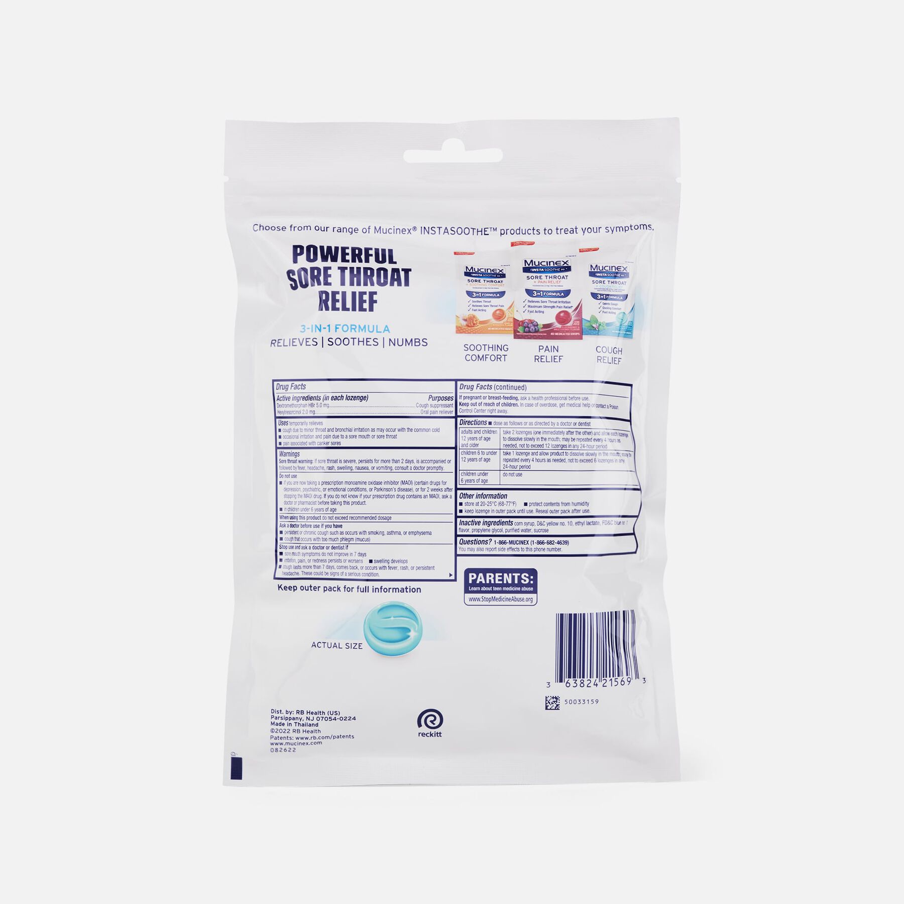 HSA Eligible Mucinex InstaSoothe Sore Throat + Cough Relief Alpine