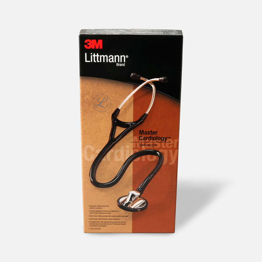 3M Littmann Master Cardiology Stethoscope, Black Tube with Standard Finish, 27", , large image number 0