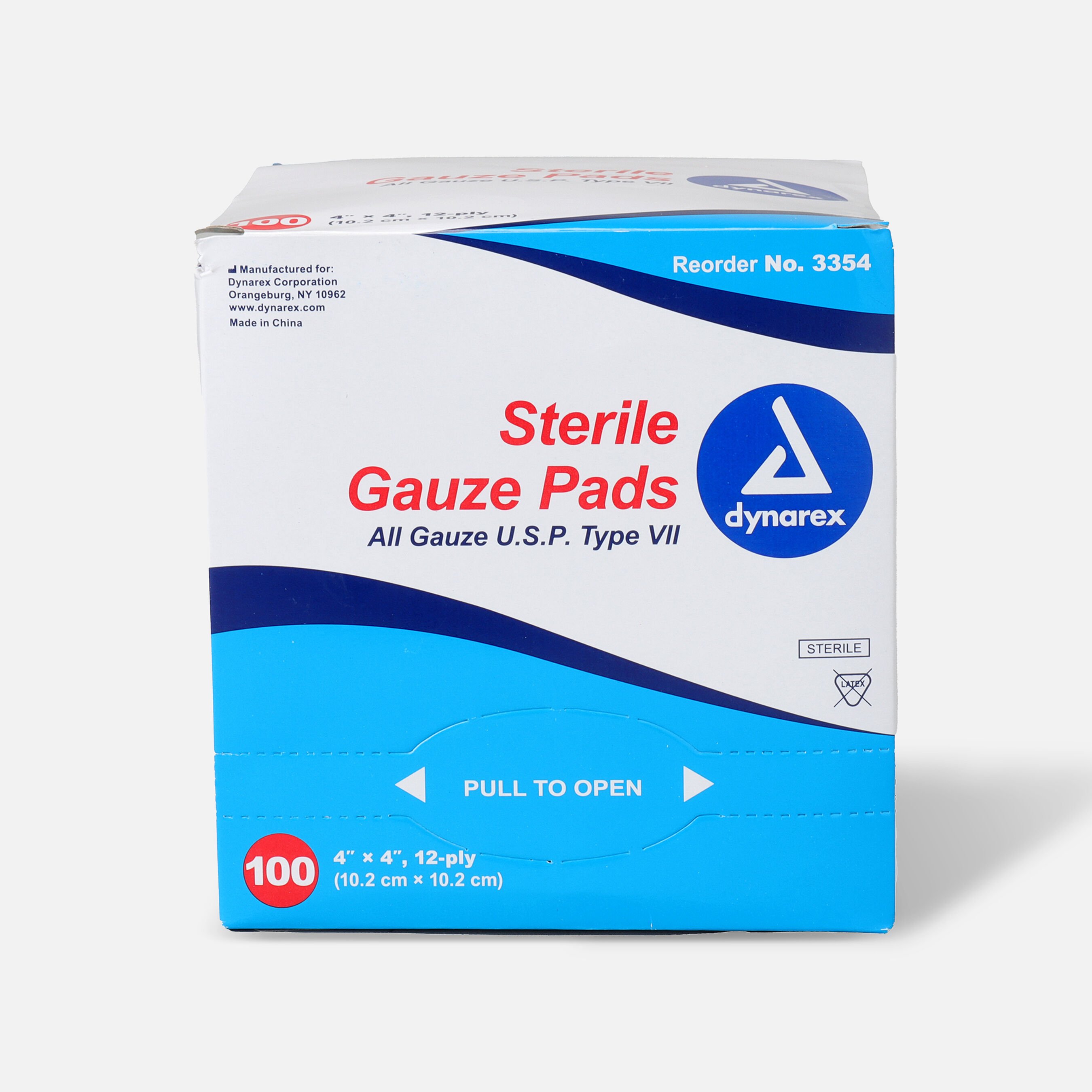HSA Eligible Dynarex Sterile Gauze Pads, 12 ply, 4 in x 4 in 100 ct