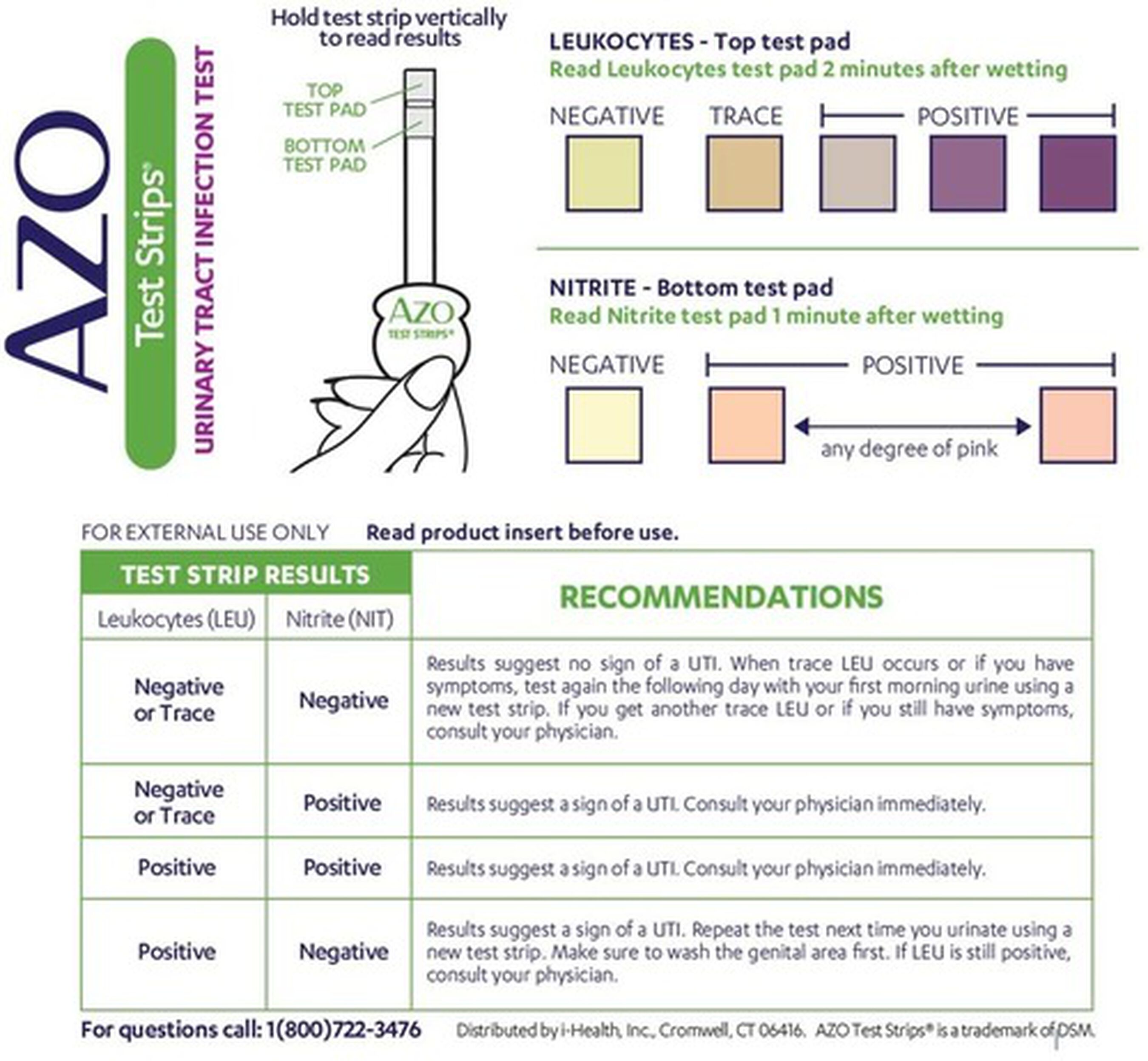 Azo Urinary Tract Infection Test Strips with Handle, 3 ct