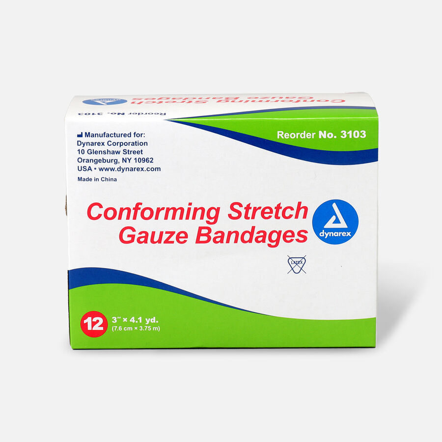 Dynarex Conforming Stretch Gauze Bandages Non Sterile, 12 Rolls, , large image number 1