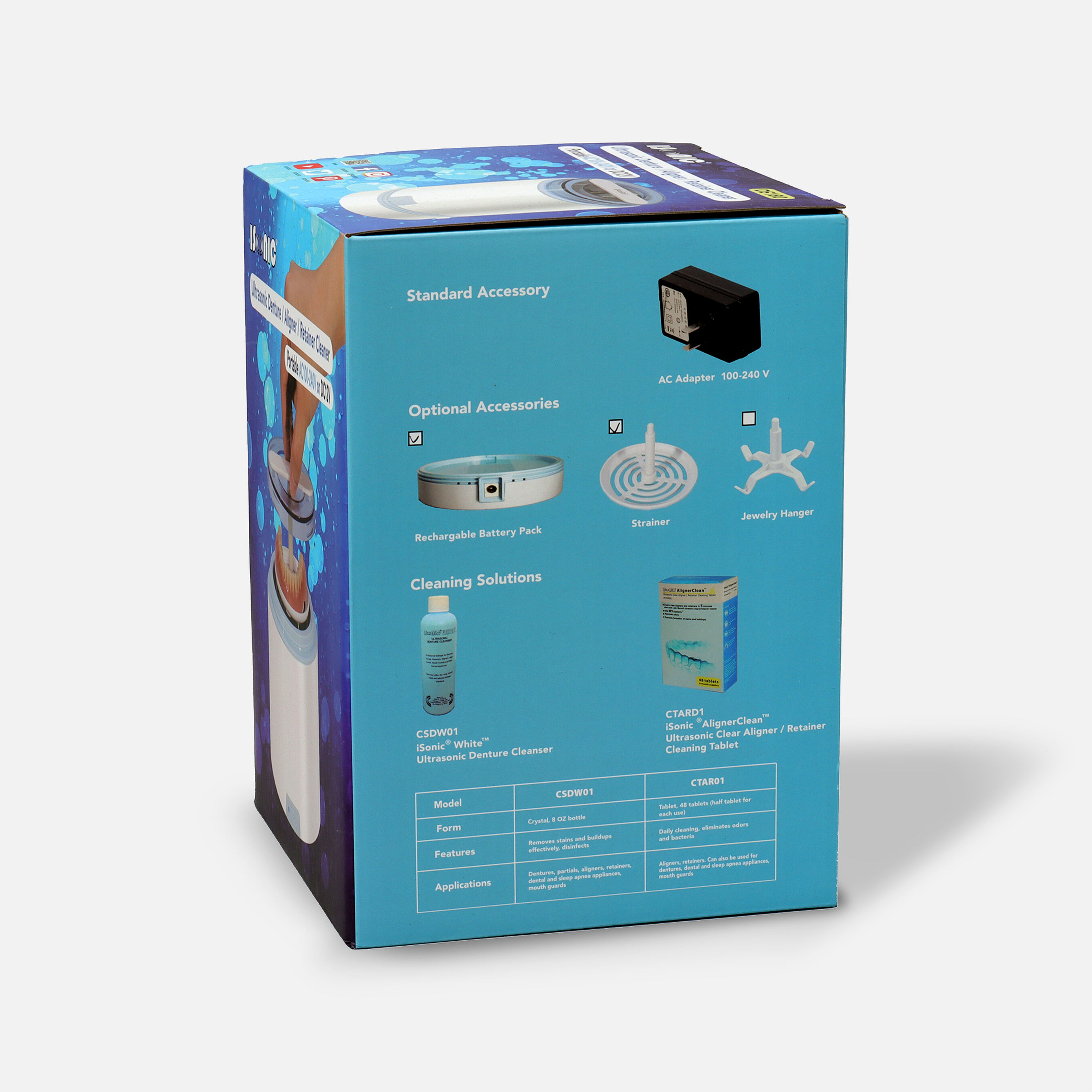 iSonic Ultrasonic Portable Denture & Retainer Cleaner with Rechargeable