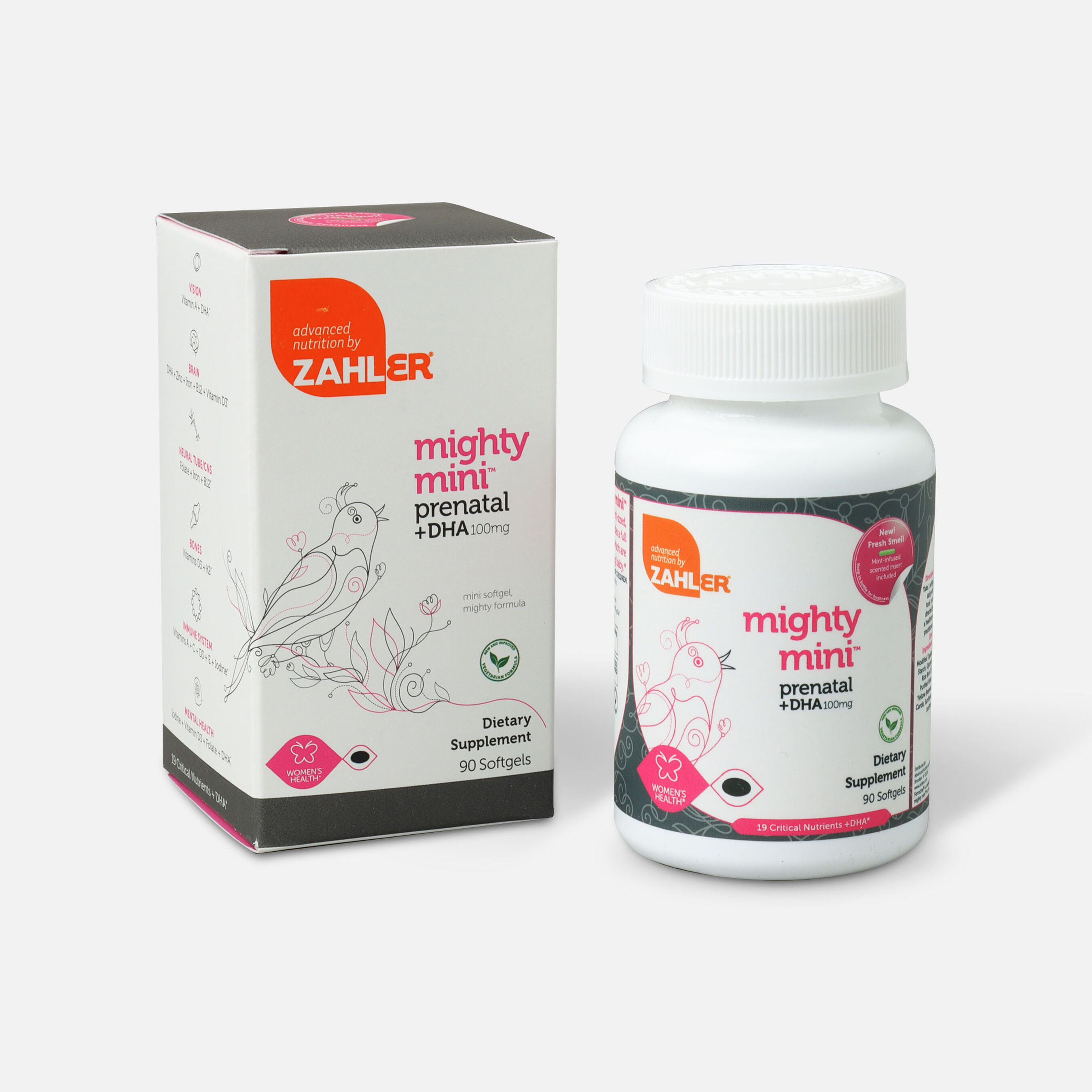 Zahler Mighty Mini Prenatal DHA 100mg Vitamins, 90 softgels