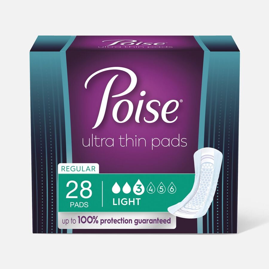 HSA Eligible Poise Ultra Thin Incontinence Pads, Light Absorbency