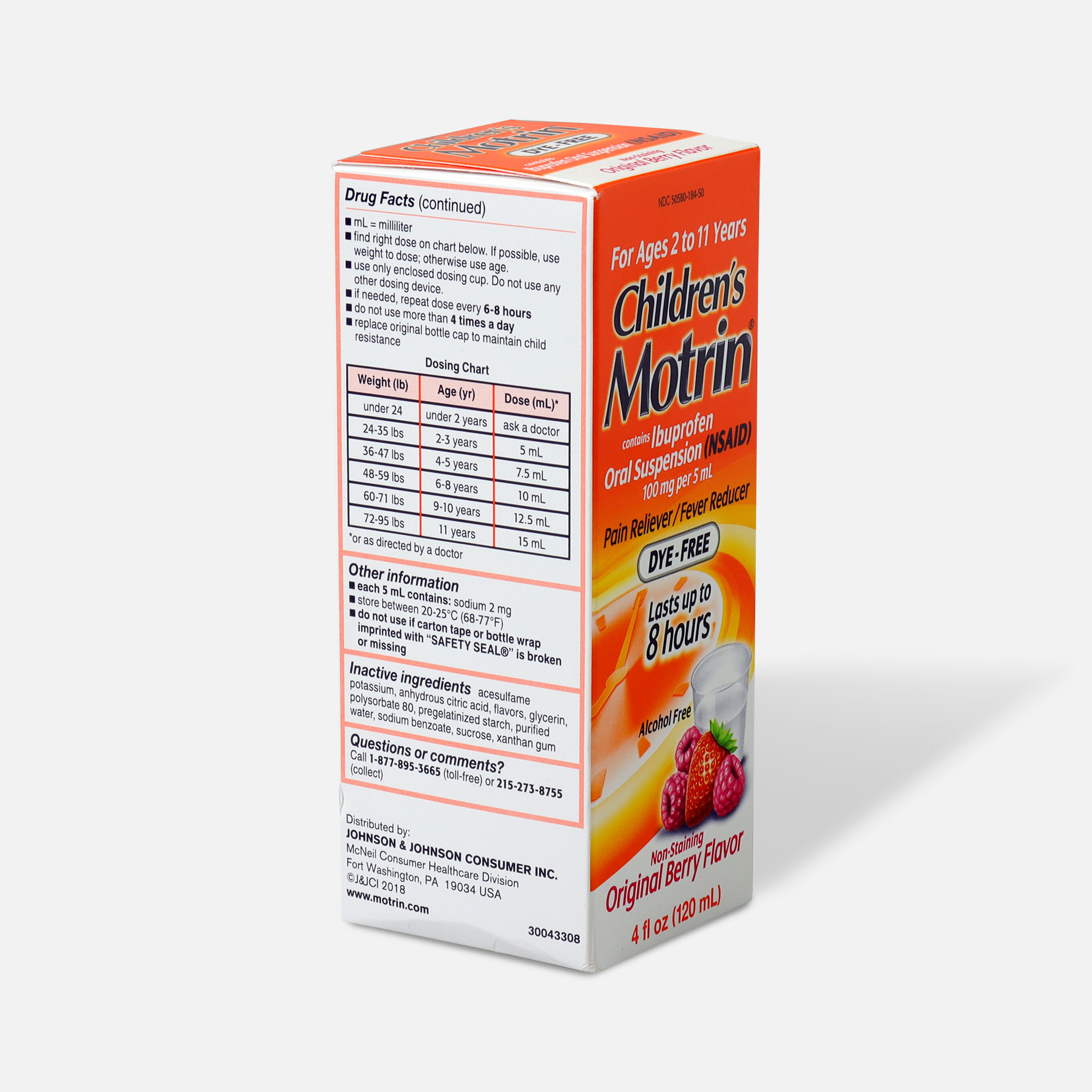 Children's Motrin Original Berry Flavor DyeFree, 4 fl oz