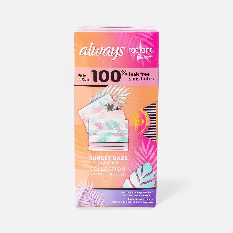 Always Radiant FlexFoam Teen Pads Regular Absorbency, with Wings, Unscented, 28 ct., , large image number 1