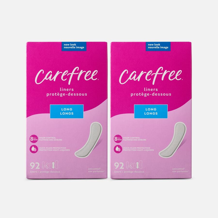 Carefree Acti-Fresh Long Pantiliners, Unscented, 92 ct. (2-Pack), , large image number 0
