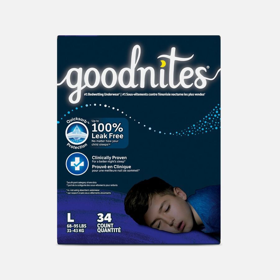Goodnites Boys' Nighttime Bedwetting Underwear, , large image number 0