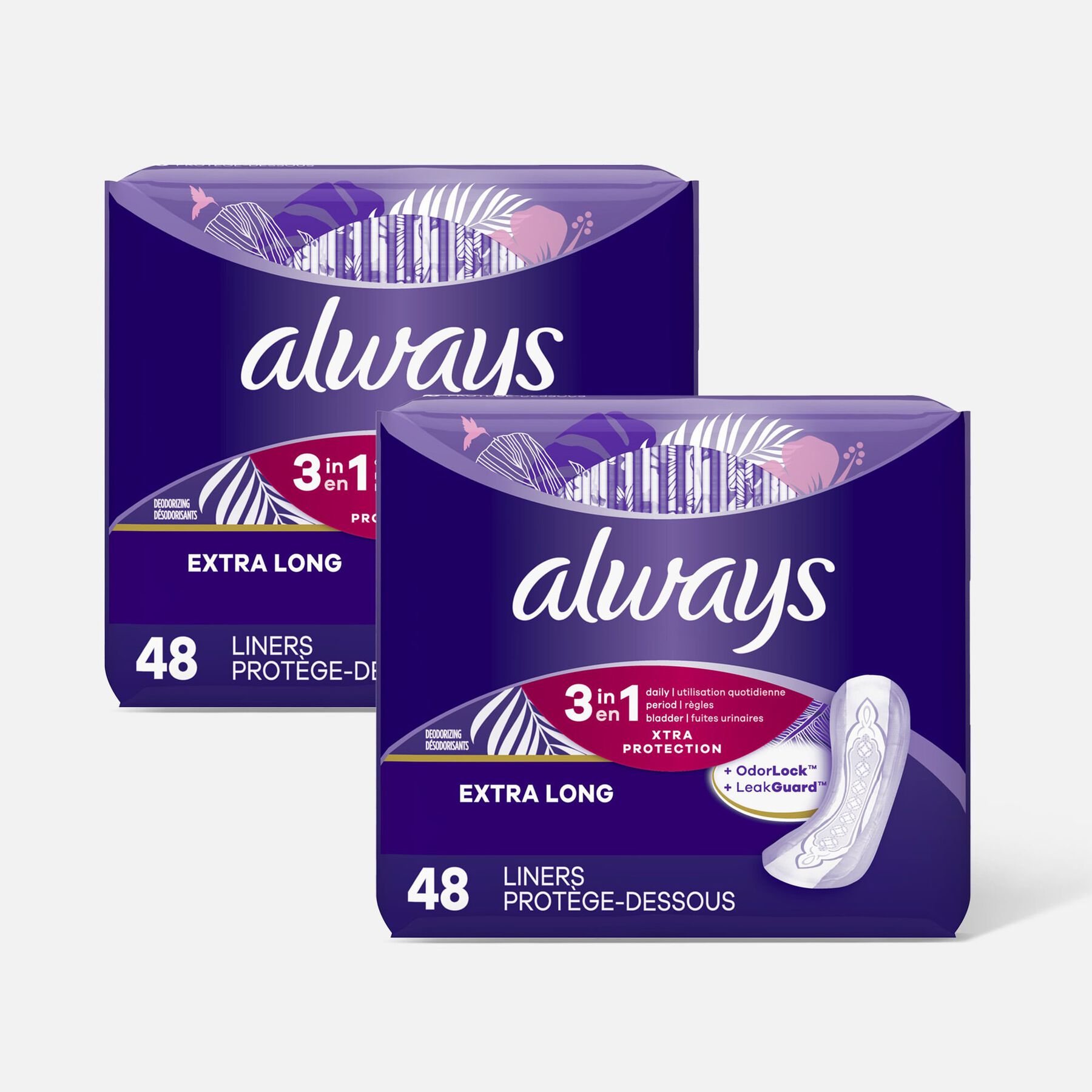 HSA Eligible Always Panty Liners, Xtra Long with Leakguard, 48 ct. (2
