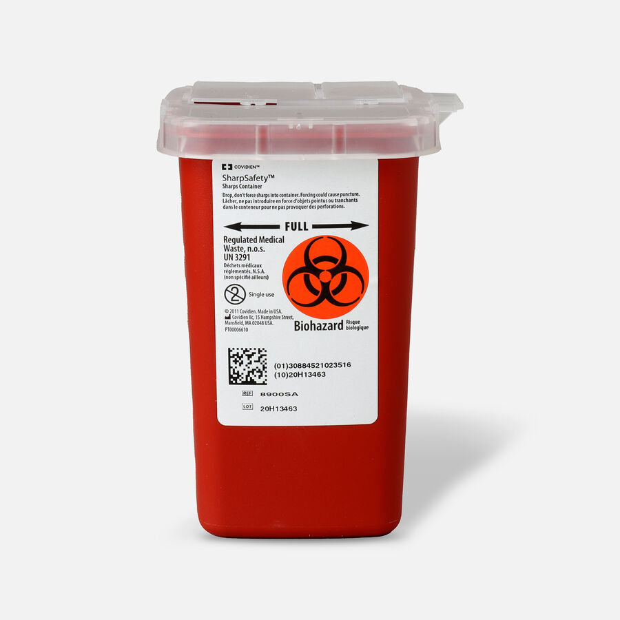 Kendal 8900SA Sharps Container 1 qt, Red, , large image number 0