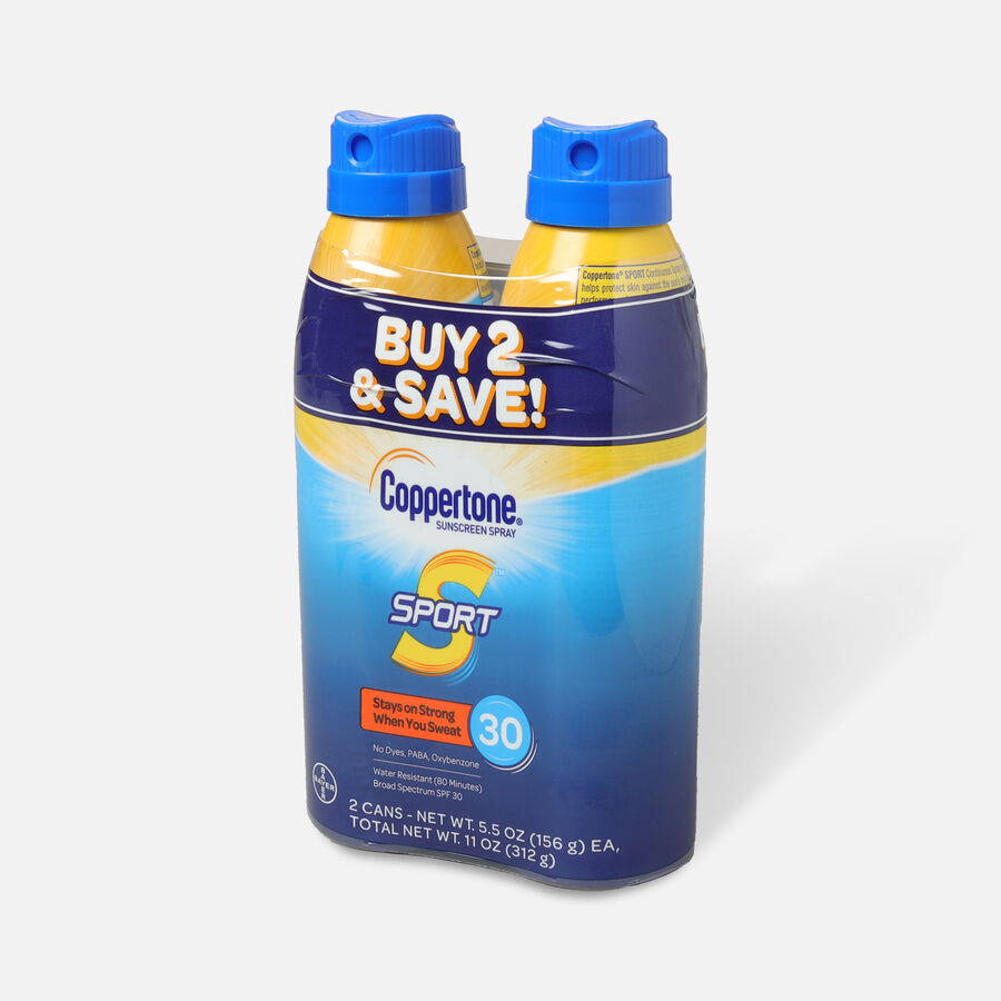 Coppertone Sport Sunscreen Spray SPF 30, Twin Pack, 5.5 oz. each, , large image number 2