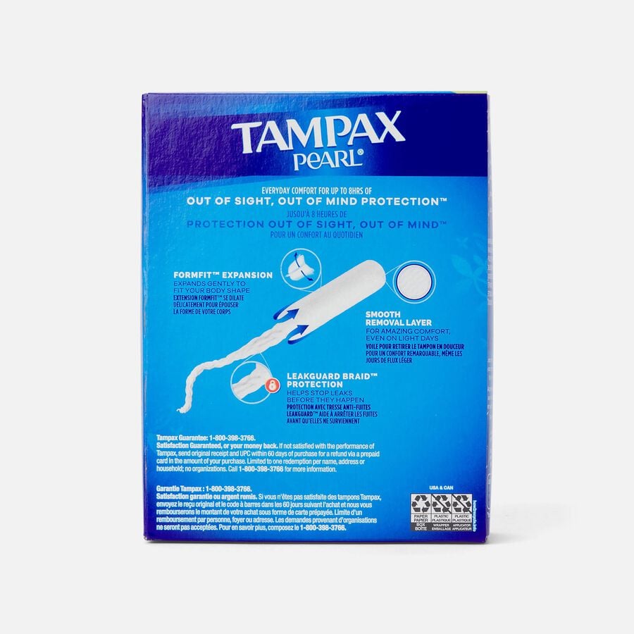 Tampax Pearl Tampons, Super Absorbency, 18 ct. (2-Pack), , large image number 1