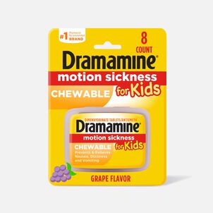 Dramamine Motion Sickness Relief for Kids, Grape Flavor, 8 ct.