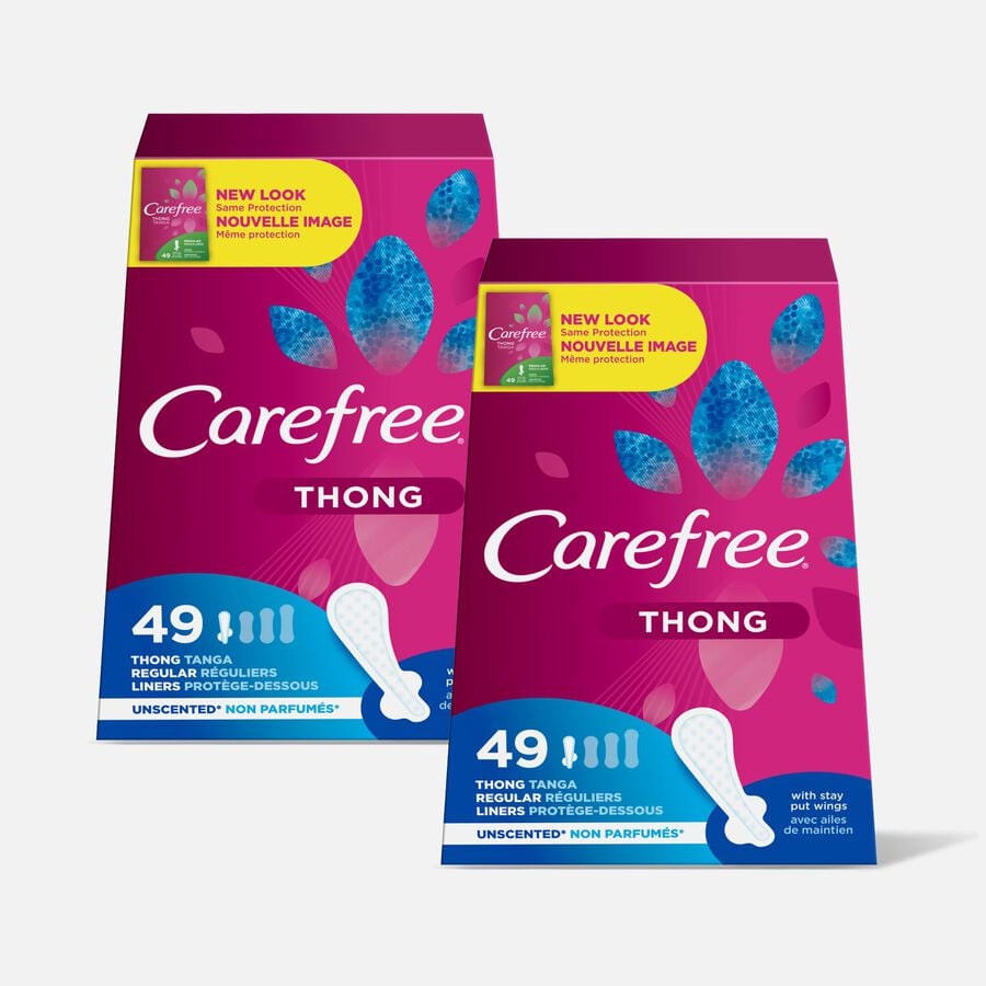 Carefree Thong Pantiliners, Unscented, 49 ct. (2-Pack), , large image number 0