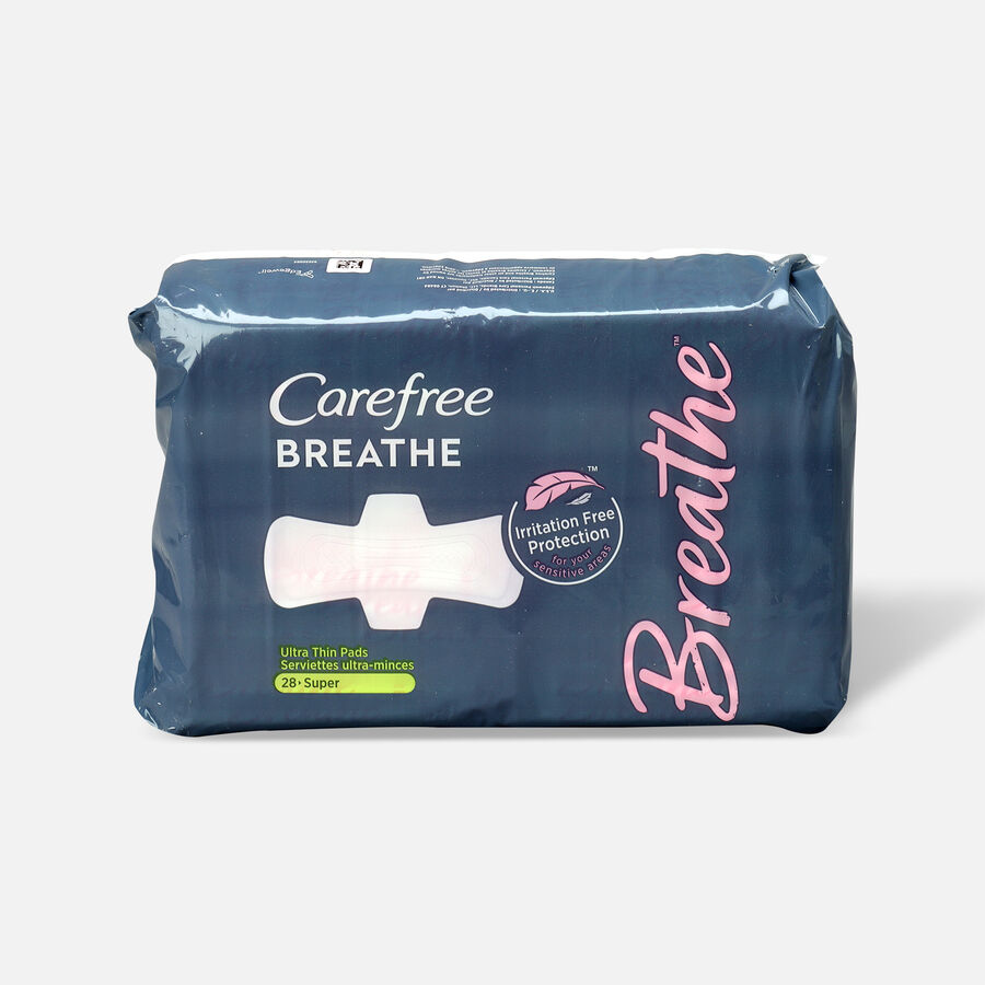 Carefree Breathe Ultra Thin Super Pads with Wings, 28 ct., , large image number 0