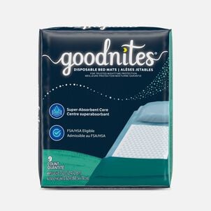 Goodnites Disposable Non-Slip Bed Mats for Bedwetting, 2.4 x 2.8 ft, 9 ct.
